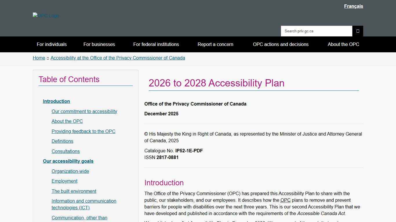 2026 to 2028 Accessibility Plan - Office of the Privacy Commissioner of Canada